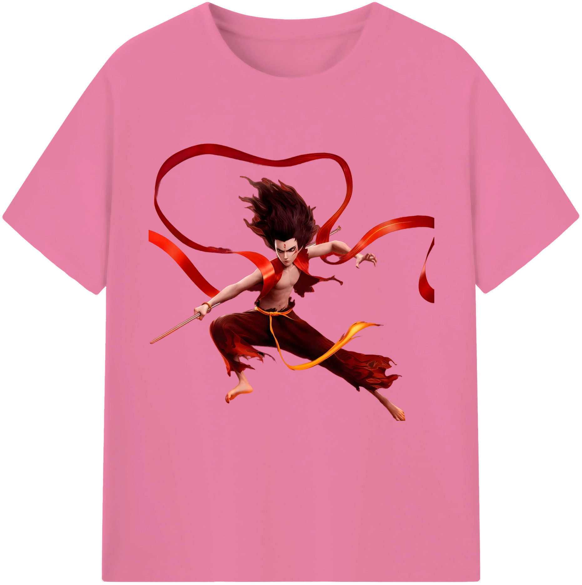 （画像用） Ne Zha 2 ナタ 魔童の大暴れ 綿100％半袖Tシャツ（フロントプリント）